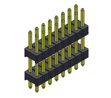 Listwa pinowa 1000MΩ 2,54 mm dwurzędowa DIP TYP 2*2PIN do 2*40PIN H=2,54MM