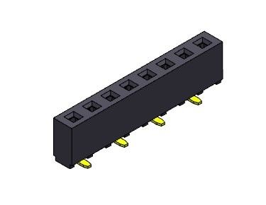 Złącze żeńskie 2,54 mm jednorzędowe SMT TYP 1 * 2PIN do 1 * 40PIN H = 5,00 mm