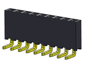 Złącze żeńskie 2,00 mm jednorzędowe R/A Dip TYP 1 * 2PIN do 1 * 40PIN H = 6,35 mm