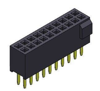 Żeńskie złącze nagłówkowe 1,27 mm dwurzędowe proste typu z wypukłością 2 * 3PIN do 2 * 50PIN H = 4,40 mm